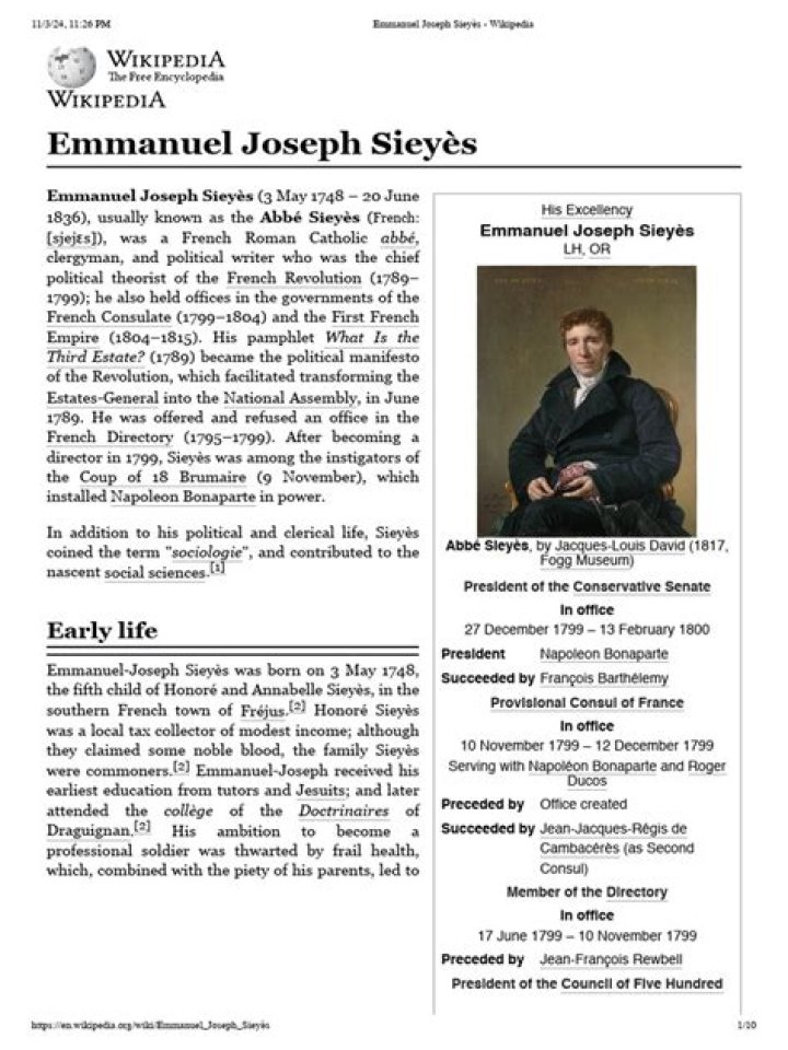 Emmanuel Joseph Sieyès Emmanuel Joseph Sieyès
